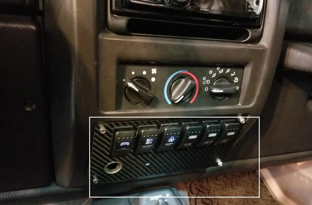 Jeep Wrangler Kül tablosu yerine anahtar paneli plastik aparatlar ABS Baskı 00142