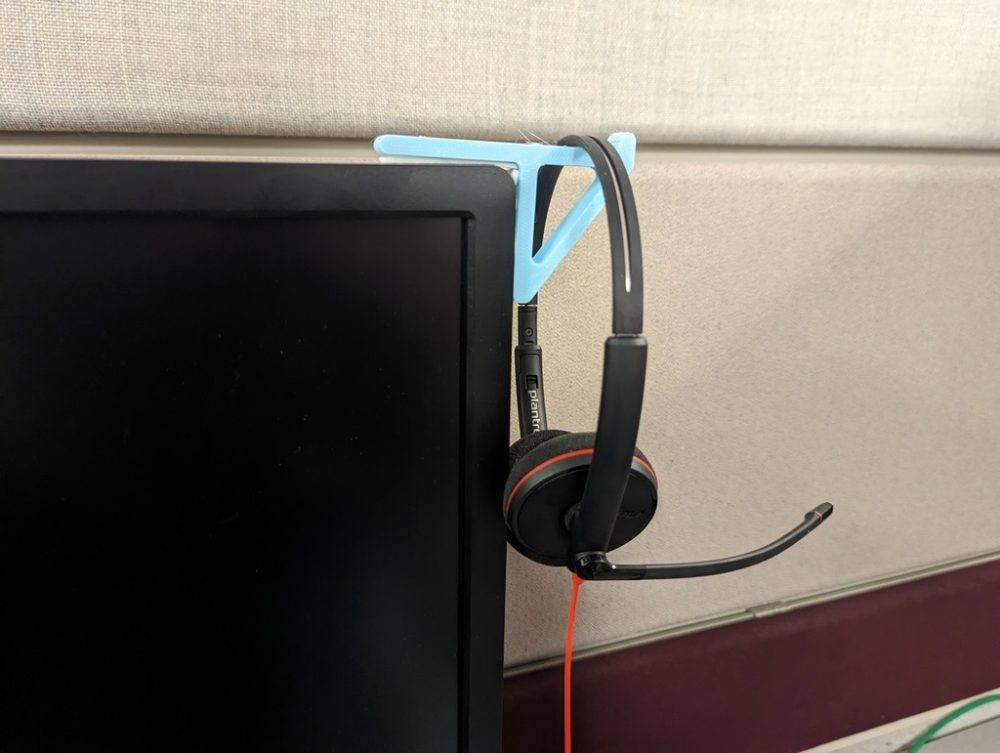 Monitör Üstü Kulaklık Tutma Braketi ABS Baskı 01188