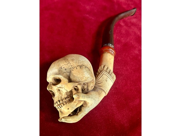 Antika Memento Mori Meerschaum Kafatası Pipo