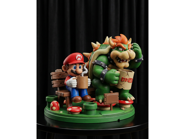 Mario ve Bowser Bank Dioraması İkonik Barış Sahnesi