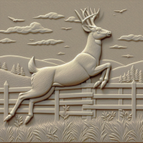 Çitten Atlayan Geyik Kabartması