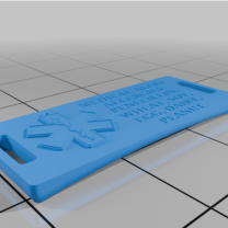 Düz Üst Medikal Kimlik Bilekliği 3D Baskı