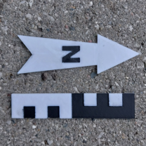 Arkeolojik Fotoğraf Ölçekleri 10 Cm Kuzey Ok ve Ölçek